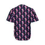 Purple Seahorse Pattern Print Men's Baseball Jersey