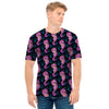 Purple Seahorse Pattern Print Men's T-Shirt