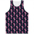 Purple Seahorse Pattern Print Men's Tank Top