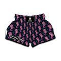 Purple Seahorse Pattern Print Muay Thai Boxing Shorts