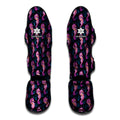Purple Seahorse Pattern Print Muay Thai Shin Guards