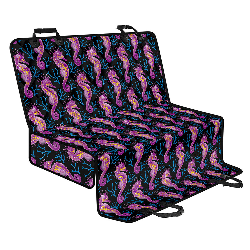 Purple Seahorse Pattern Print Pet Car Back Seat Cover