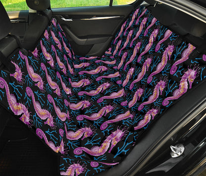 Purple Seahorse Pattern Print Pet Car Back Seat Cover