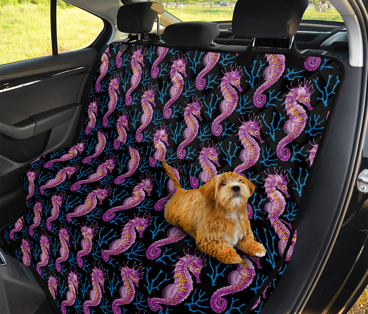 Purple Seahorse Pattern Print Pet Car Back Seat Cover