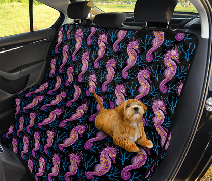Purple Seahorse Pattern Print Pet Car Back Seat Cover