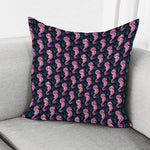 Purple Seahorse Pattern Print Pillow Cover