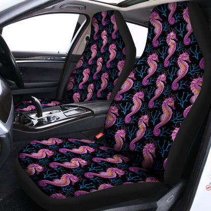 Purple Seahorse Pattern Print Universal Fit Car Seat Covers