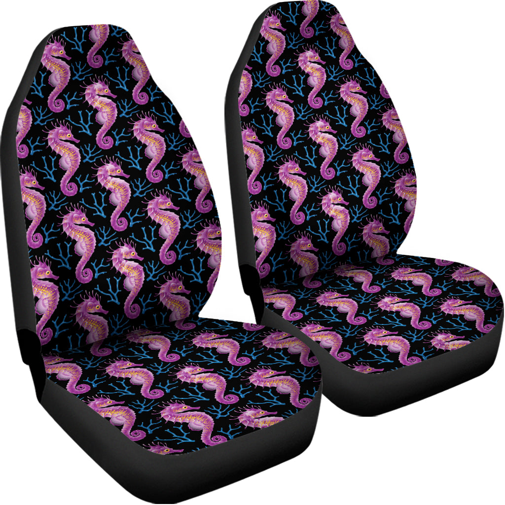 Purple Seahorse Pattern Print Universal Fit Car Seat Covers