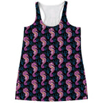 Purple Seahorse Pattern Print Women's Racerback Tank Top