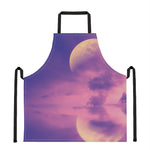 Purple Sky And Full Moon Print Apron