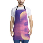 Purple Sky And Full Moon Print Apron