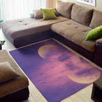 Purple Sky And Full Moon Print Area Rug