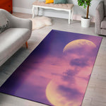 Purple Sky And Full Moon Print Area Rug