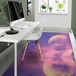 Purple Sky And Full Moon Print Area Rug