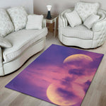 Purple Sky And Full Moon Print Area Rug