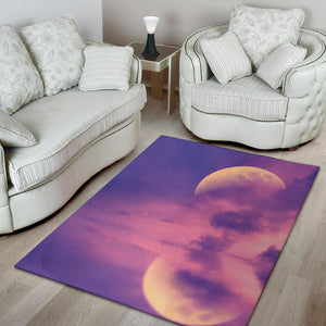 Purple Sky And Full Moon Print Area Rug