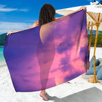 Purple Sky And Full Moon Print Beach Sarong Wrap