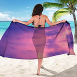 Purple Sky And Full Moon Print Beach Sarong Wrap