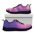 Purple Sky And Full Moon Print Black Running Shoes
