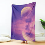 Purple Sky And Full Moon Print Blanket