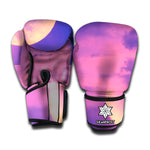 Purple Sky And Full Moon Print Boxing Gloves