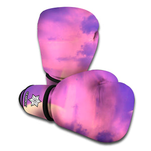 Purple Sky And Full Moon Print Boxing Gloves