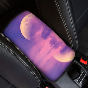 Purple Sky And Full Moon Print Car Center Console Cover