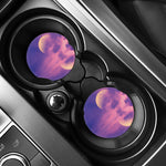 Purple Sky And Full Moon Print Car Coasters