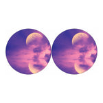 Purple Sky And Full Moon Print Car Coasters