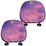 Purple Sky And Full Moon Print Car Headrest Covers