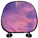 Purple Sky And Full Moon Print Car Headrest Covers