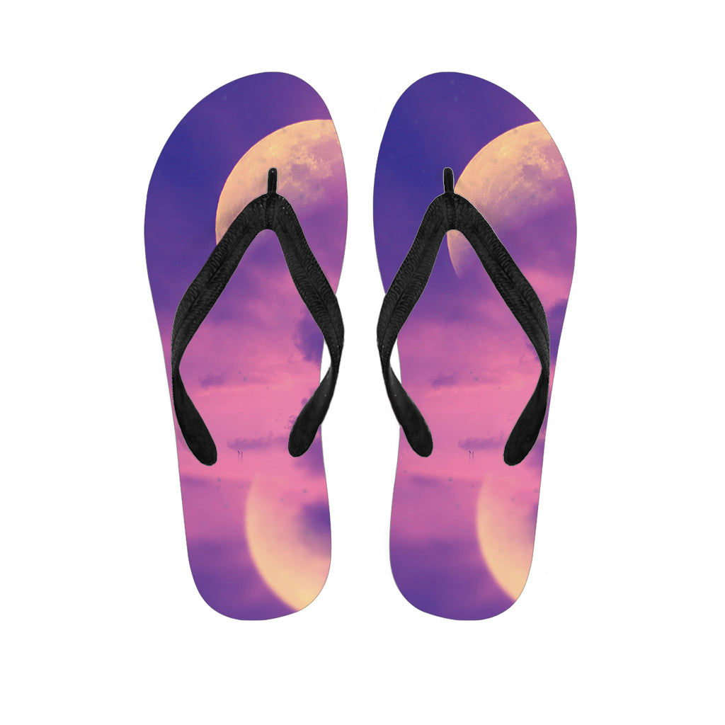 Purple Sky And Full Moon Print Flip Flops