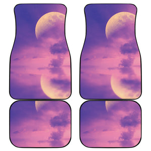 Purple Sky And Full Moon Print Front and Back Car Floor Mats