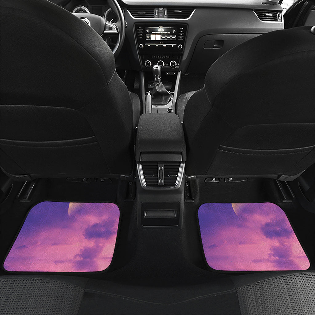 Purple Sky And Full Moon Print Front and Back Car Floor Mats