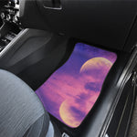 Purple Sky And Full Moon Print Front and Back Car Floor Mats