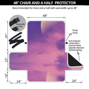 Purple Sky And Full Moon Print Half Sofa Protector