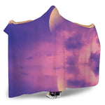 Purple Sky And Full Moon Print Hooded Blanket