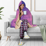 Purple Sky And Full Moon Print Hooded Blanket