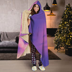 Purple Sky And Full Moon Print Hooded Blanket