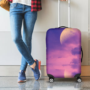 Purple Sky And Full Moon Print Luggage Cover