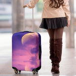 Purple Sky And Full Moon Print Luggage Cover