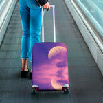 Purple Sky And Full Moon Print Luggage Cover