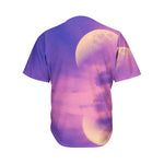 Purple Sky And Full Moon Print Men's Baseball Jersey