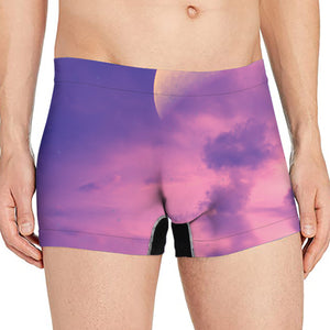 Purple Sky And Full Moon Print Men's Boxer Briefs