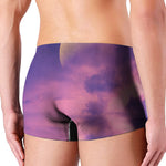 Purple Sky And Full Moon Print Men's Boxer Briefs