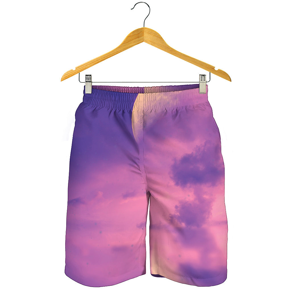 Purple Sky And Full Moon Print Men's Shorts