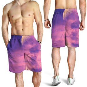 Purple Sky And Full Moon Print Men's Shorts