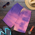 Purple Sky And Full Moon Print Men's Shorts