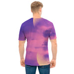 Purple Sky And Full Moon Print Men's T-Shirt