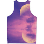 Purple Sky And Full Moon Print Men's Tank Top